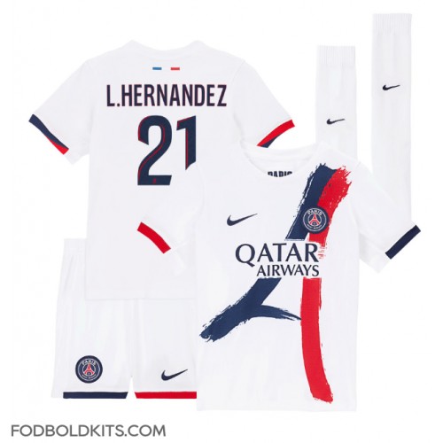 Paris Saint-Germain Lucas Hernandez #21 Udebanesæt Børn 2024-25 Kortærmet (+ Korte bukser)